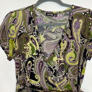 Apt. 9 Dress wrap front paisley print M